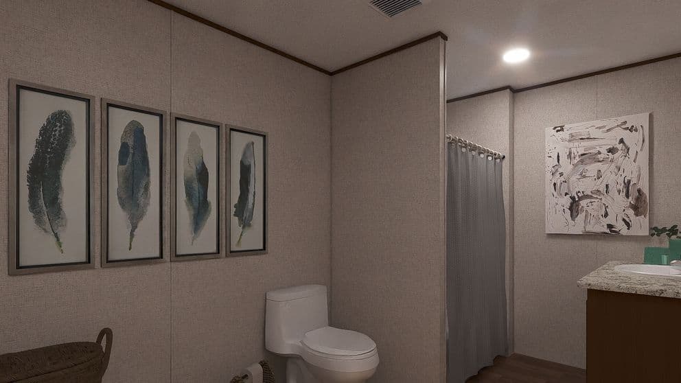 Redwood bathroom home features