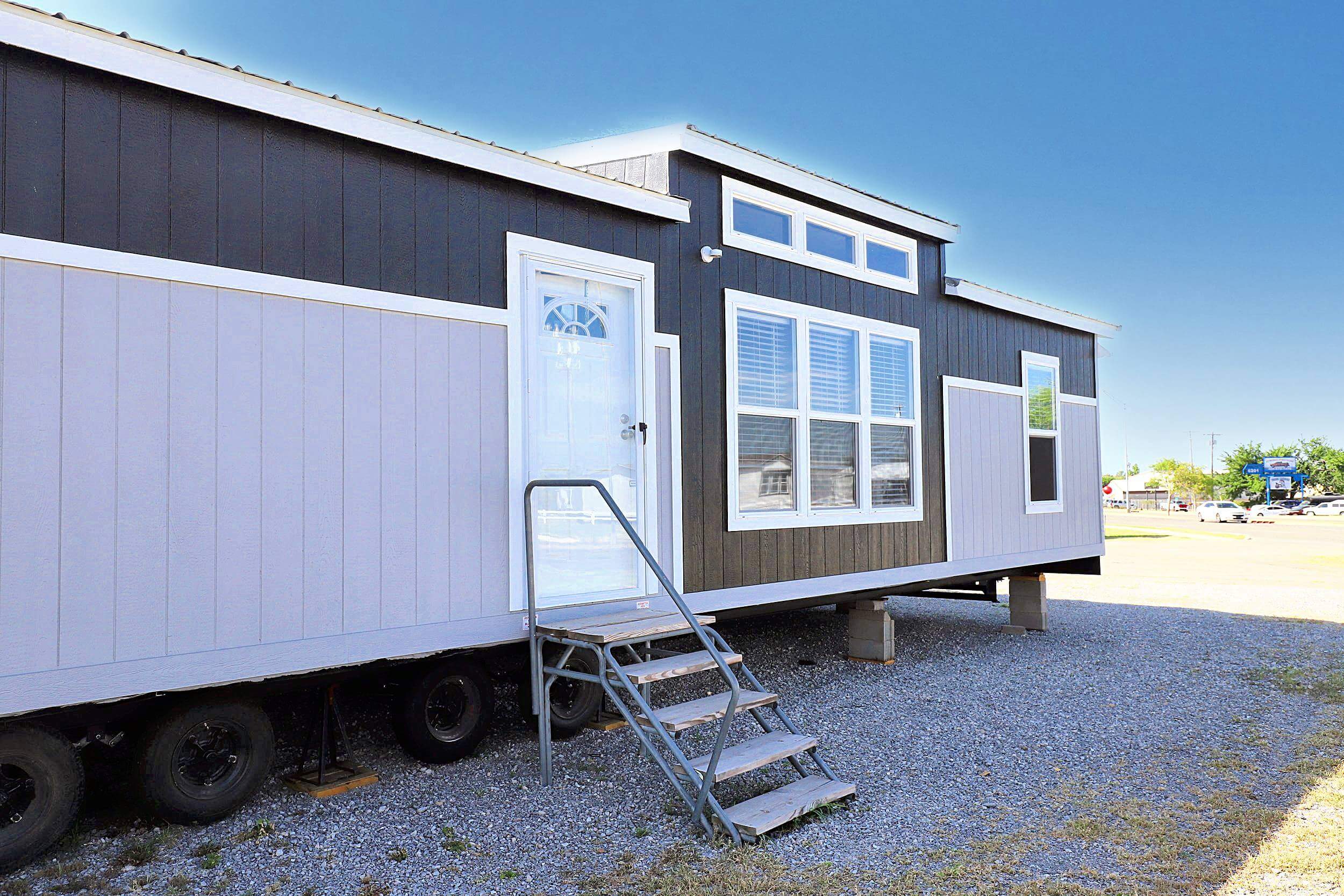 Multi-section homes exterior home features